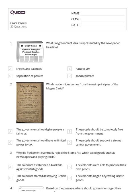 50 Civics Worksheets For 8th Grade On Quizizz Free Printable