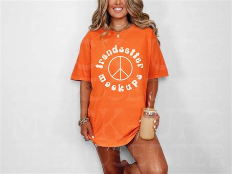 Comfort Colors Burnt Orange Mockup C Oversized Tee Horizonal