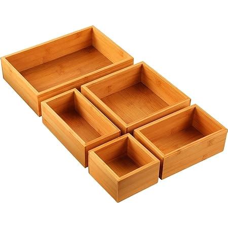 Amazon Luxury Bamboo Drawer Organizer Storage Box Bin Set Multi