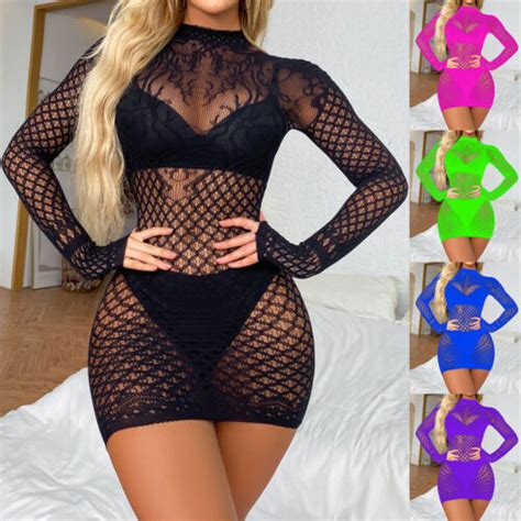 Sexy Lace Lingerie Fishnet Babydoll Bodysuit Dress Nightwear Lingerie For Women Ebay