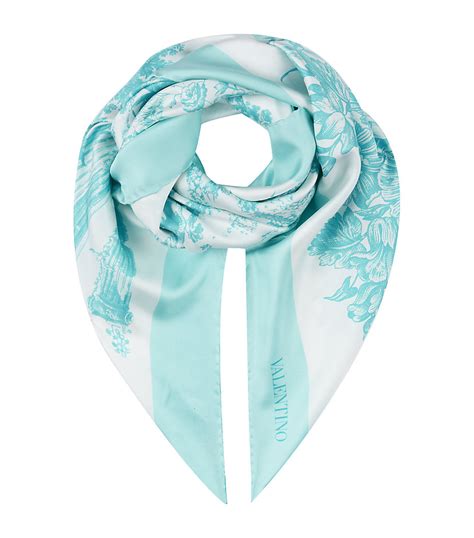 Valentino Landscape Silk Scarf In Blue Turquoise Lyst