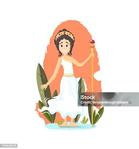 Ilustrasi Kartun Mitologi Yunani Kuno Hera Vector Ilustrasi Stok