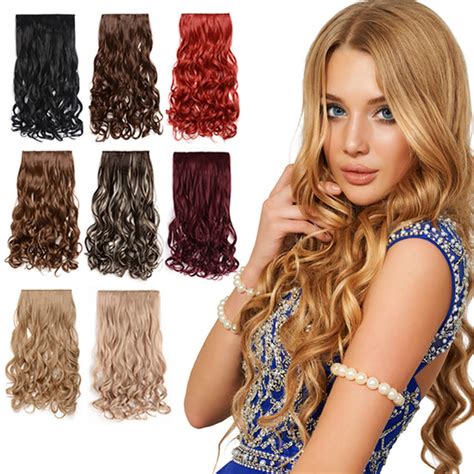 20 Curly 34 Full Head Synthetic Hair Extensions Clip Onin Hairpiece