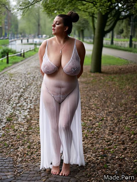 Porn Image Of Standing Mid Length Hair Hair Bun Huge Boobs Fog Big Tits Created By AI