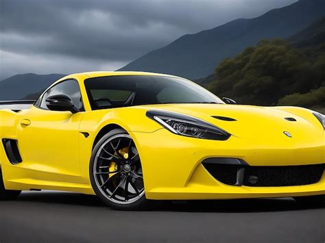 Premium Photo Yellow Sport Car With Black Autotuning On The Road