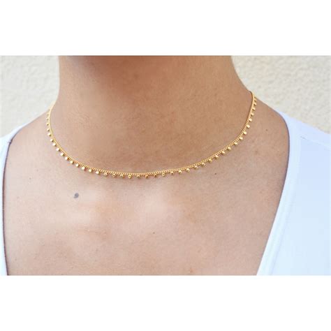 Collier Femme De Style Minimaliste De Chaîne Pampilles Rondes Plaqué