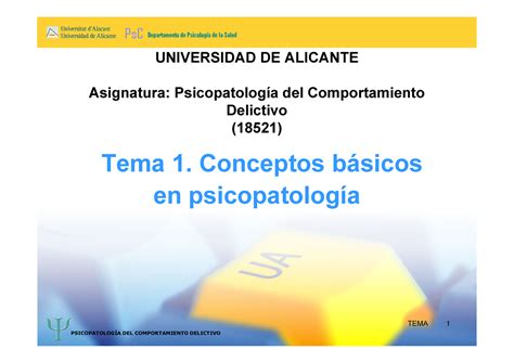 Tema Conceptos B Sicos En Psicopatolog A Psicopatolog A Del