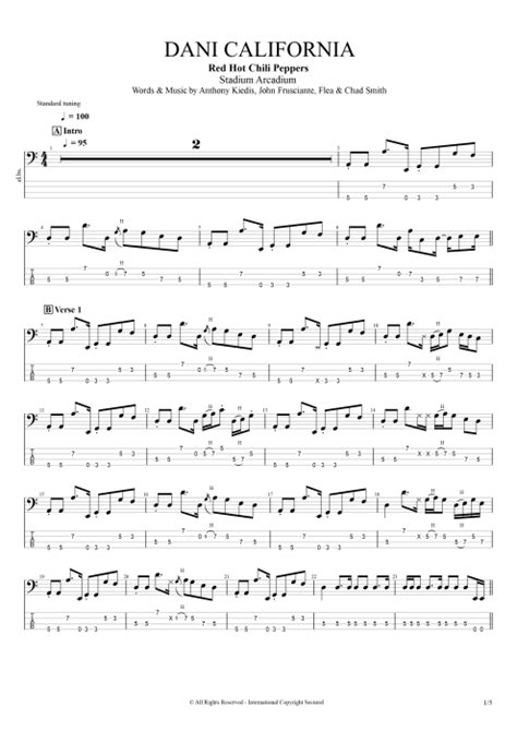 Dani California Tab By Red Hot Chili Peppers Guitar Pro Guitars Bass Backing Track