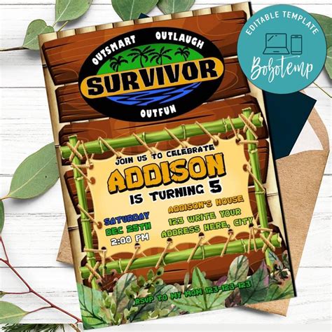 Survivor Invitation Template To Print At Home Instant Download