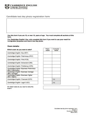 Fillable Online Britishcouncil Candidate Test Day Photo Registration