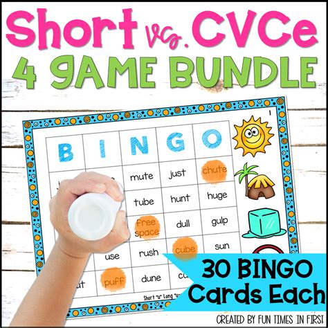 Long And Short Vowels Phonics Bingo Bundle CVCe Words No Prep