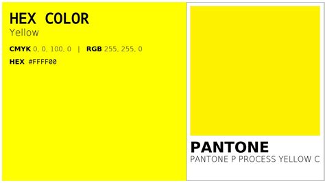 Hex Ffff00 To Pms Code Pantone P Process Yellow C Conversion Chart