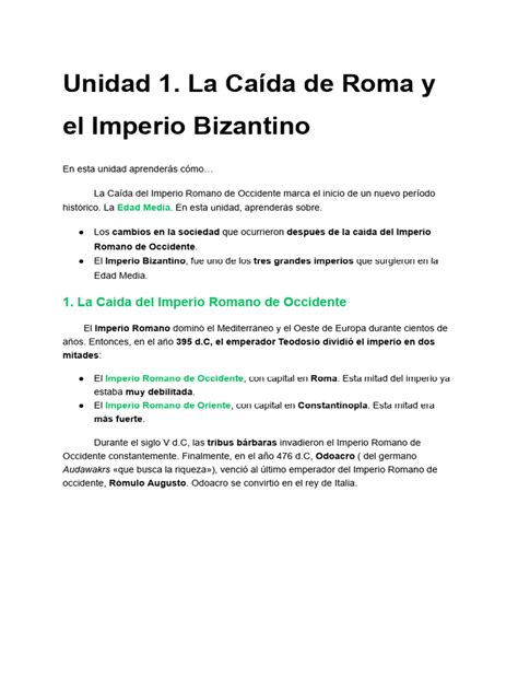 Unidad 1 Caída de Roma e Imperio Bizantino - Unidad 1 Caída de Roma e ...