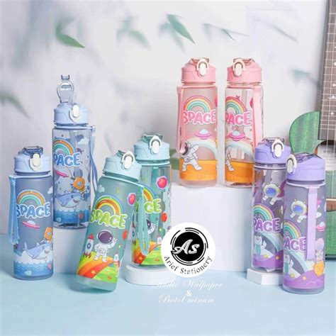 Jual Grosir Botol Minum Tali Portable Bening Rainbow Astronot 800ml