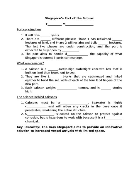 ALP Worksheet: Port of the Future Construction Insights - Studocu
