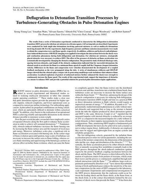 Pdf Deflagration To Detonation Transition Processes By Turbulence