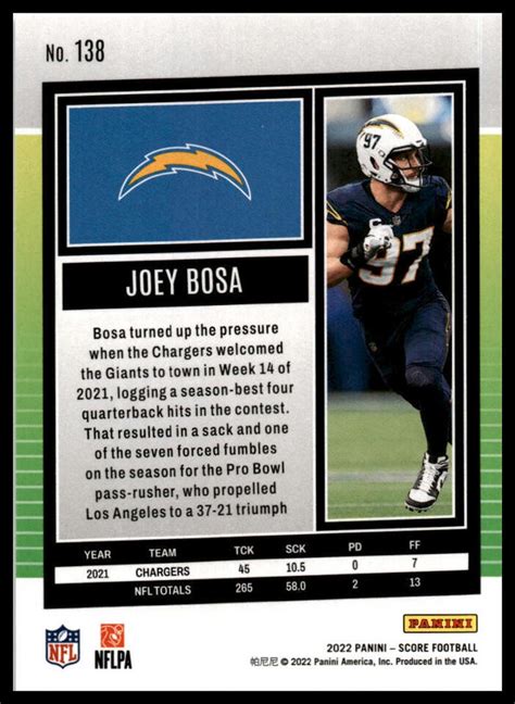 2022 Score 138 Joey Bosa Los Angeles Chargers GRANDCARTEL EBay