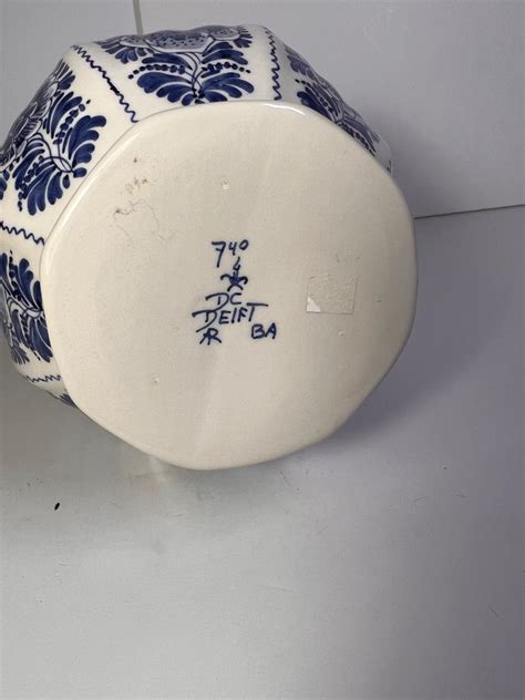 Vintage Delft Pottery Blue On White Vase