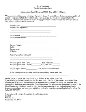 Fillable Online City Of Sweetwater Vendor Registration Form Fax Email