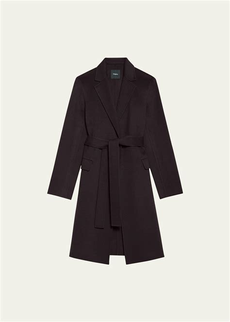 Theory New Divide Belted Wrap Trench Coat In Blue Lyst