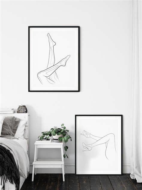 One Line Nude Sketch Naked Woman Illustration Female Nudity Etsy