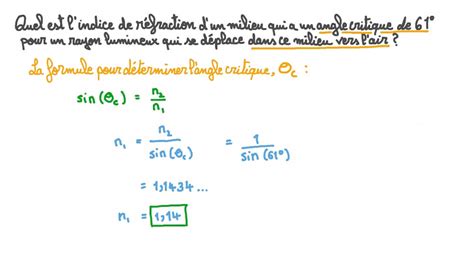 Vidéo question Détermination de lindice de réfraction à partir de l