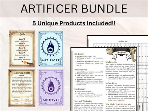 Artificer Bundle Dnd Artificer Pack Artificer Spell Cards Etsy