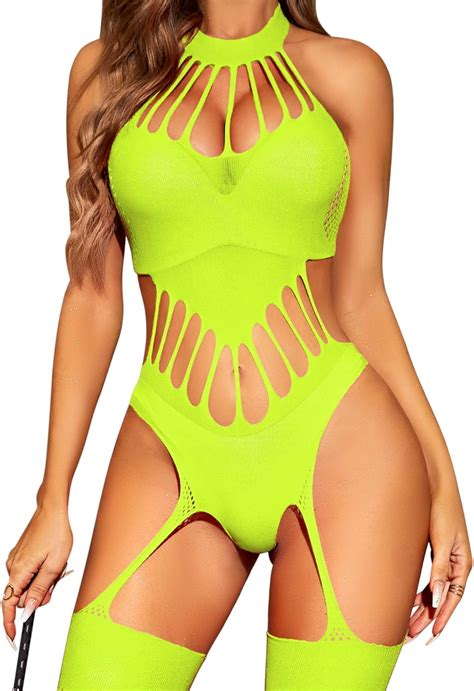 Rslove Womens Fishnet Bodystocking Sexy Exotic Lingerie Bodysuit With