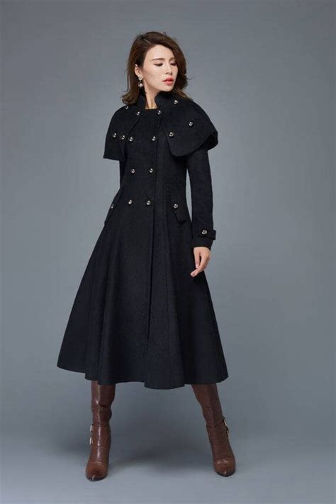 Wool Princess Coat Long Fit And Flare Double Breasted Tailored Etsy