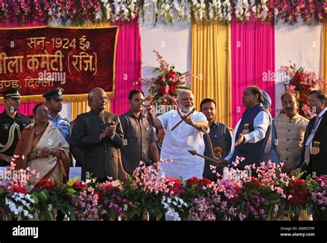 Indian Prime Minister Narendra Modi Smiles After The Bow Used To