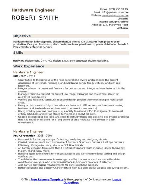 10+ Hardware Engineer Resume Samples & Templates for 2025