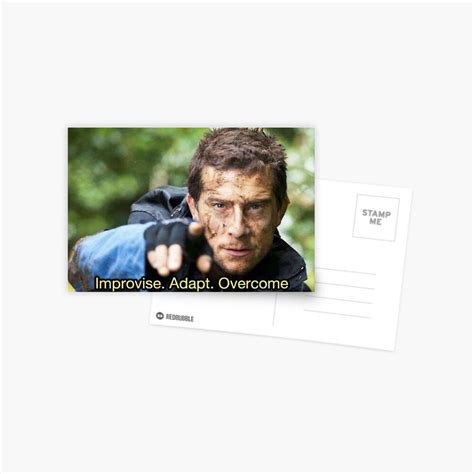 Improvise Adapt Overcome Meme Bear Grylls Postcard By RALEx147