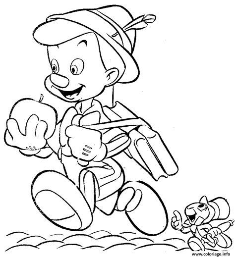 Coloriage Pinocchio Se Dirige Vers Lecole Dessin Pinocchio Imprimer