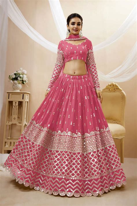 Pink Color Wedding Collection Designer Semi Stich Lehenga Choli My Shoppy Ladies Wear