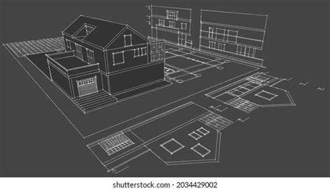 Modern House Plan 3d Illustration Stock Illustration 2034429002 ...