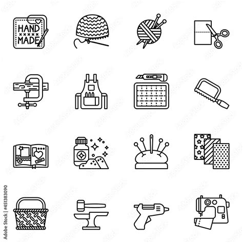 Craft Work Crafting Handmade Icons Set 2 With White Background Thin