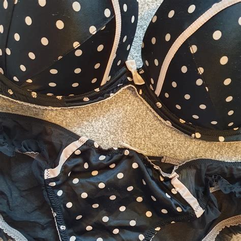 Kelly Brook Black Polka Dot Bra Set Size 34f Depop