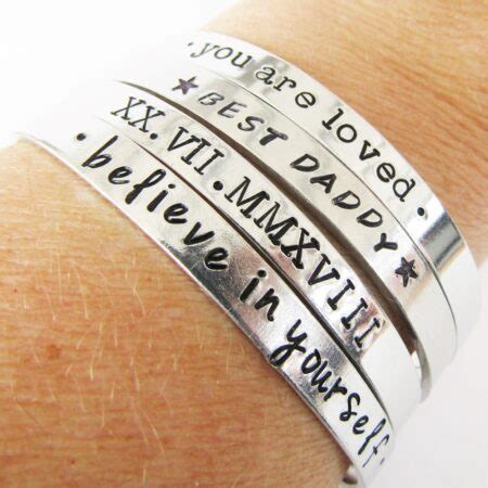 Personalised Hand Stamped Aluminium Cuff Bracelet The British Craft House