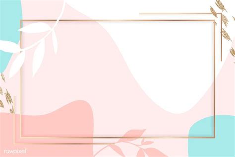 a pink and blue abstract background with a gold rectangle frame on the ...