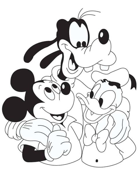 Minnie Mickey Donald Duck Goofy Pluto And Daisy Coloring Pages From