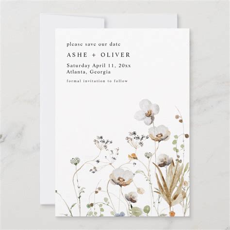 Boho Wildflower Wedding Save The Date Invitation Zazzle Wedding