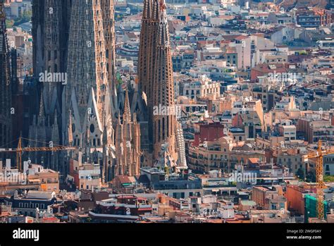 CloseUp View Sagrada Familia S Spires Rising Against Barcelona S