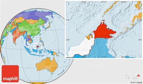 Political Location Map Of Sabah Highlighted Country