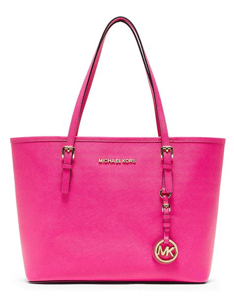 Michael Michael Kors Small Jetset Travel Tote Bag In Pink Neon Pink