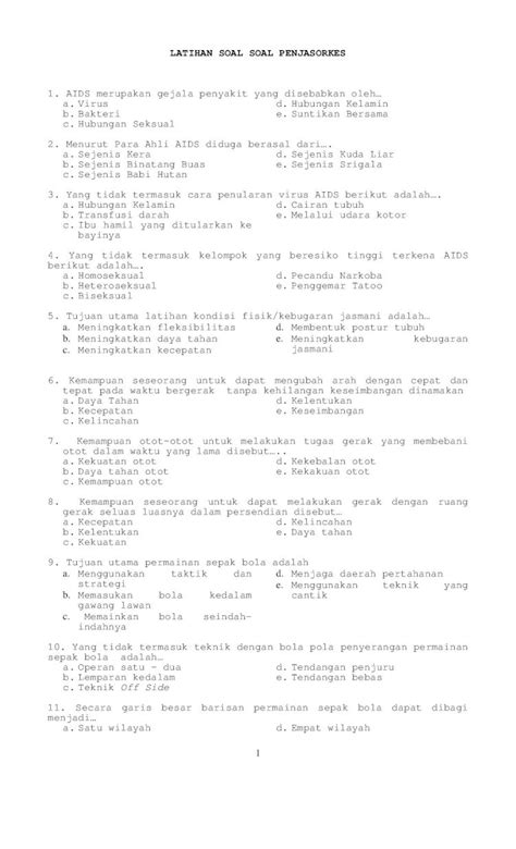 PDF LATIHAN SOAL SOAL PENJASORKES Sman78 Jkt Sch Idsman78 Jkt Sch