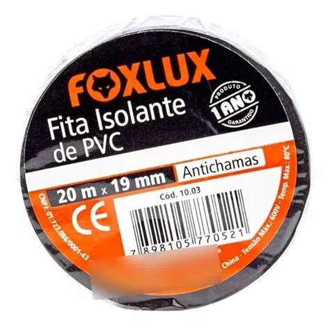 Fita Isolante De Pvc Foxlux 19mm X 20m Preta MercadoLivre