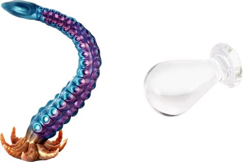 Amazon 19IN Long Tentacle Dildo Large Butt Plug 4 3IN Crystal Anal Plug Sex Toys Health