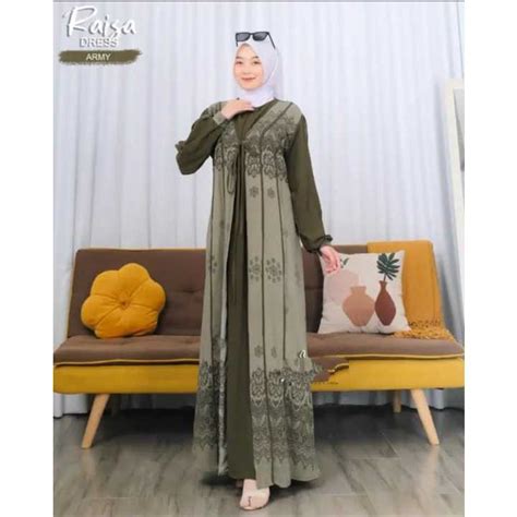 Jual Gamis Mikayla Kombinasi Terbaru Motif Etnik Abstrak Gamis Crinkle