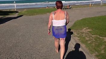 Trashy MILF Slut Parades Herself At The Seaside And Then Creampie Fucked By Her Master So Others