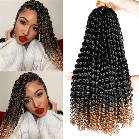 Ms Aloe 6packs Passion Twist Hair Blonde Ombre Water Wave Crochet Hair 18inch Pre Looped Long